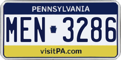 PA license plate MEN3286
