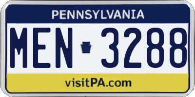 PA license plate MEN3288