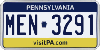 PA license plate MEN3291