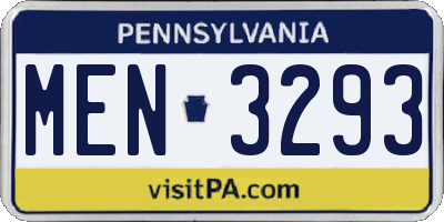 PA license plate MEN3293