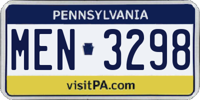 PA license plate MEN3298