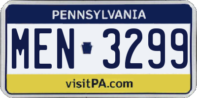 PA license plate MEN3299