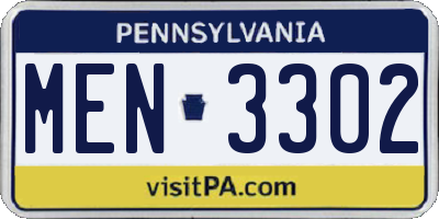 PA license plate MEN3302