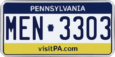 PA license plate MEN3303