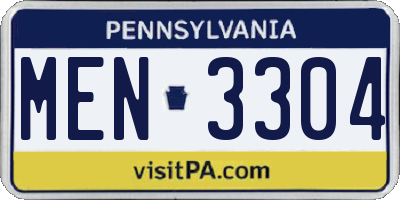 PA license plate MEN3304