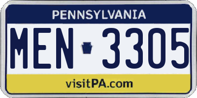 PA license plate MEN3305