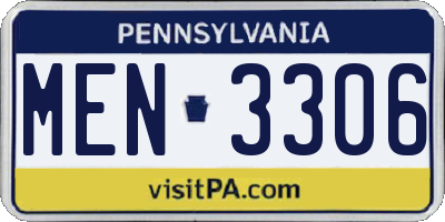 PA license plate MEN3306