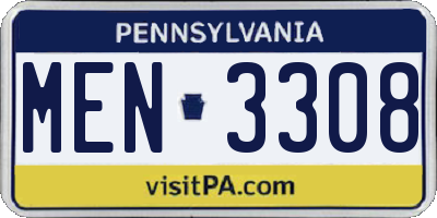 PA license plate MEN3308