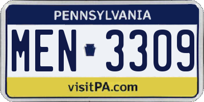 PA license plate MEN3309