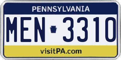 PA license plate MEN3310