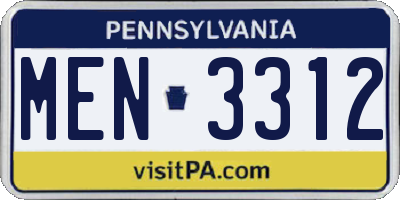 PA license plate MEN3312