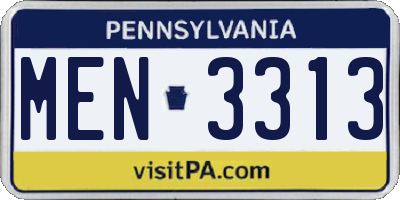 PA license plate MEN3313
