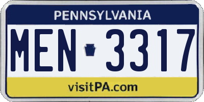 PA license plate MEN3317