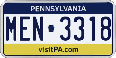 PA license plate MEN3318