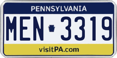 PA license plate MEN3319