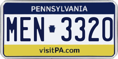 PA license plate MEN3320