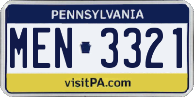 PA license plate MEN3321