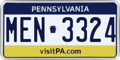 PA license plate MEN3324
