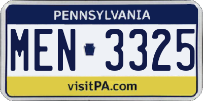 PA license plate MEN3325