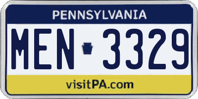 PA license plate MEN3329