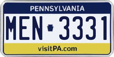PA license plate MEN3331