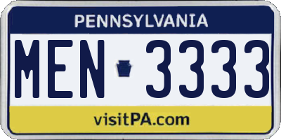 PA license plate MEN3333