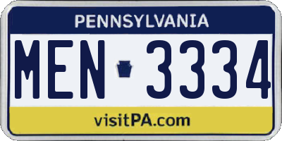 PA license plate MEN3334