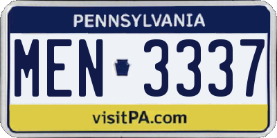 PA license plate MEN3337