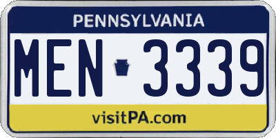 PA license plate MEN3339