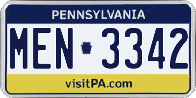 PA license plate MEN3342