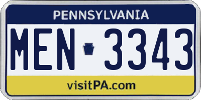 PA license plate MEN3343