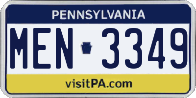 PA license plate MEN3349