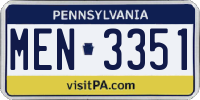 PA license plate MEN3351