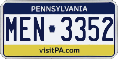 PA license plate MEN3352