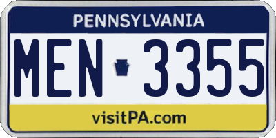 PA license plate MEN3355