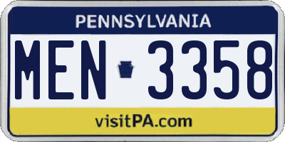 PA license plate MEN3358