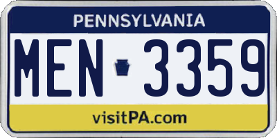 PA license plate MEN3359