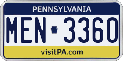 PA license plate MEN3360