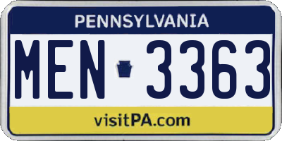 PA license plate MEN3363