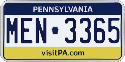 PA license plate MEN3365