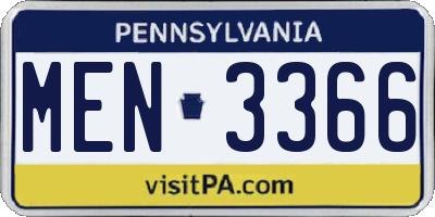 PA license plate MEN3366