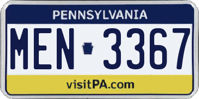 PA license plate MEN3367