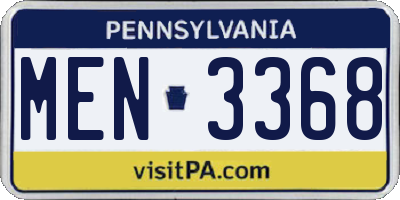 PA license plate MEN3368