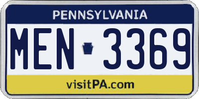 PA license plate MEN3369