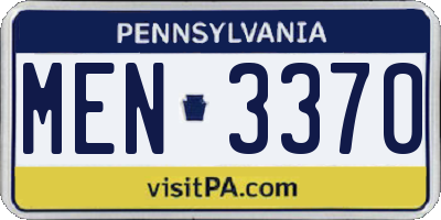 PA license plate MEN3370