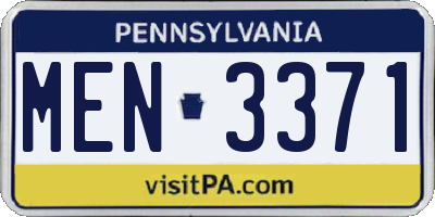 PA license plate MEN3371