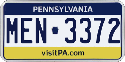 PA license plate MEN3372