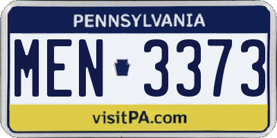 PA license plate MEN3373