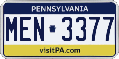 PA license plate MEN3377