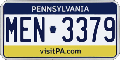 PA license plate MEN3379